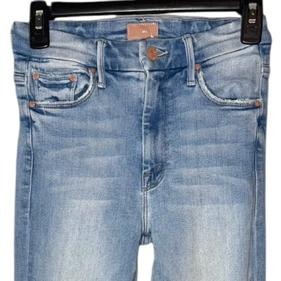 MOTHER High Waisted Looker Ankle Fray Au Revoir Light Wash Skinny Jeans Size 25